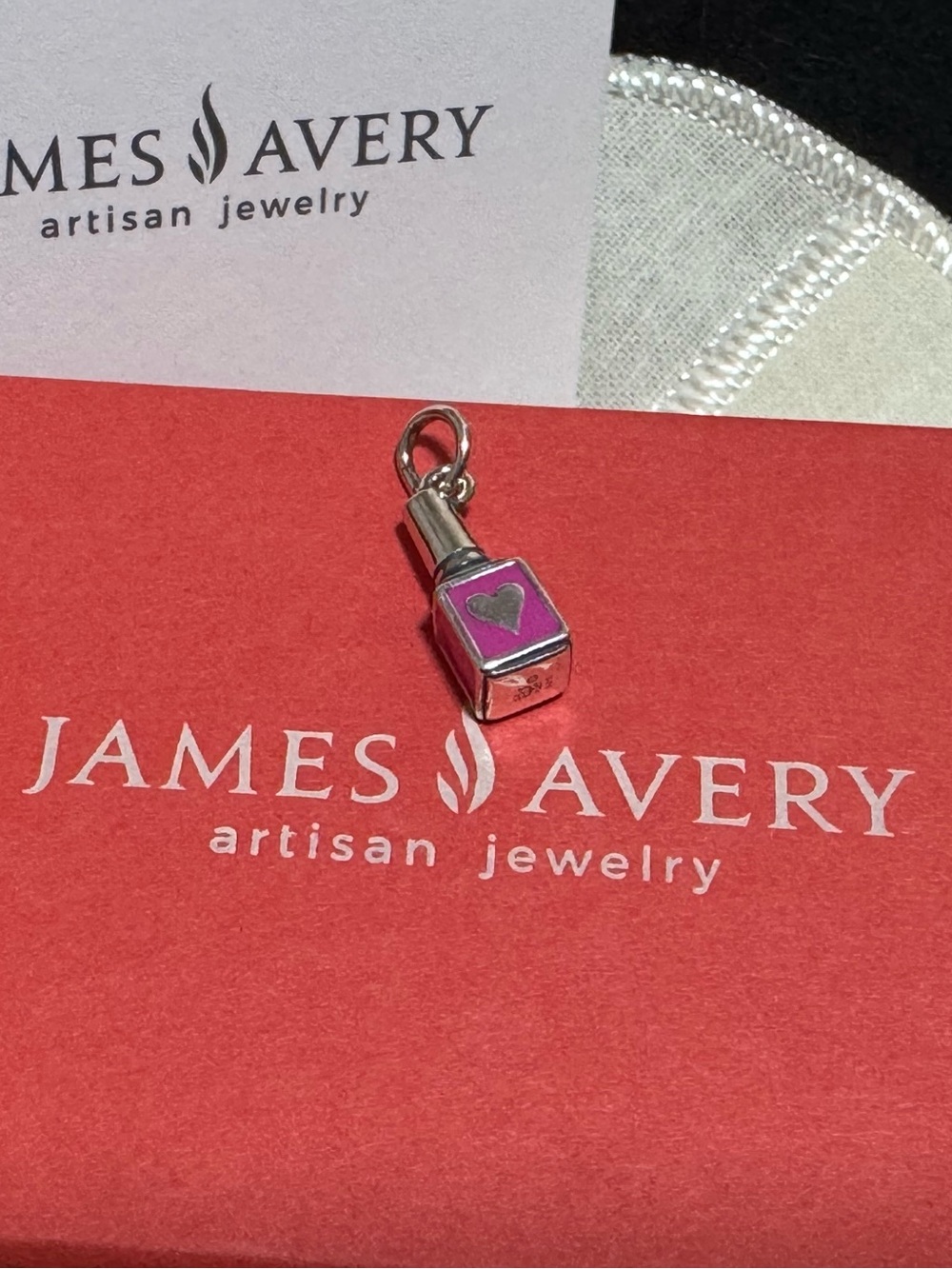 James Avery Retired Enamel Limited Edition 3D Silver Pink Nail Polish Charm New